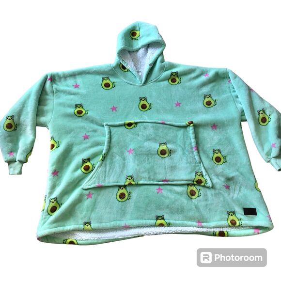 Tirrinia Wearable Blanket Snuggie Oversized Hoodie Avocado cat Blanket adult - Picture 9 of 11